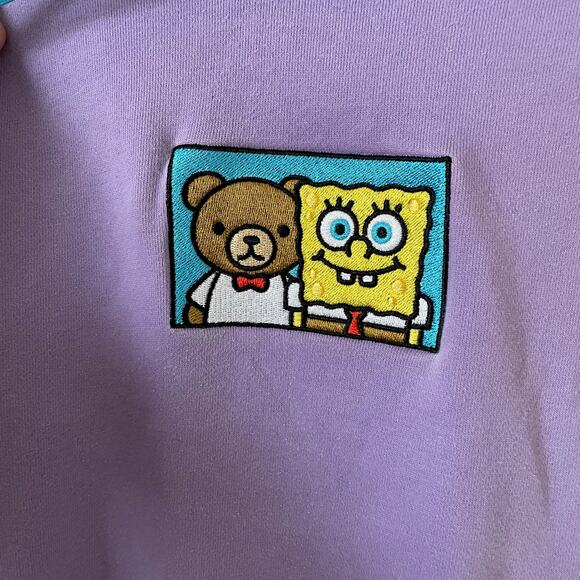 Teddy Fresh X SpongeBob SquarePants sweatshirt colorblock hoodie sz L - Picture 13 of 13